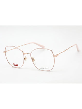Levi's LV 5023 oval eyeglasses with a sleek black frame and clear lenses.