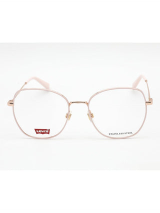 Levi's LV 5023 oval eyeglasses with a sleek black frame and clear lenses.