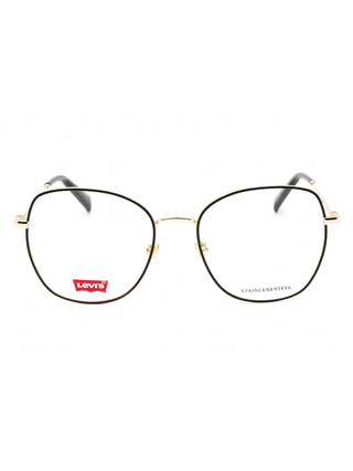 Levi's LV 5023 oval eyeglasses with a sleek black frame and clear lenses.