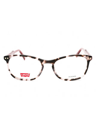 Levi's LV 5026 oval eyeglasses with a sleek black frame and clear lenses.