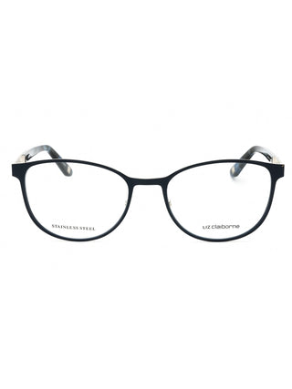 Liz Claiborne L 459 women's semi-rimless eyeglasses with silver metal frames and clear lenses.