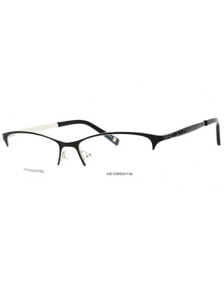 Liz Claiborne L 654 eyeglasses with black palladium rectangular frames and clear demo lenses.