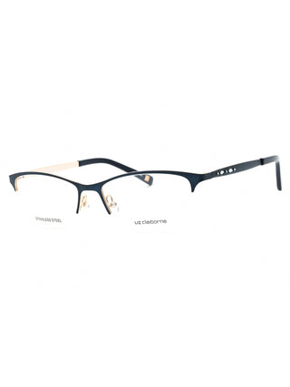 Liz Claiborne L 654 women's eyeglasses with a semi-rimless silver metal frame and rectangular lenses.
