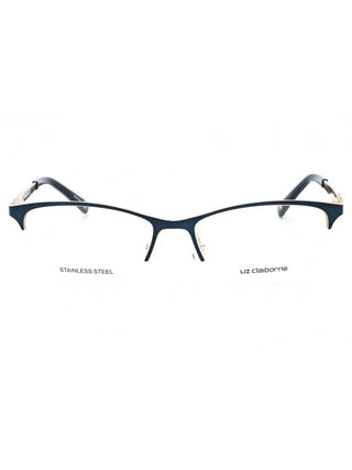 Liz Claiborne L 654 women's eyeglasses with a semi-rimless silver metal frame and rectangular lenses.