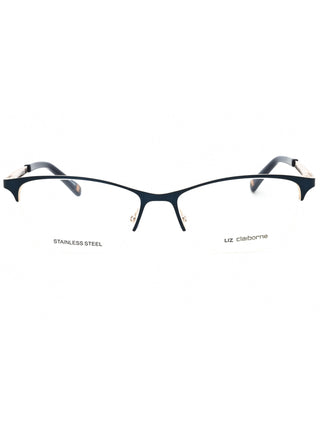 Liz Claiborne L 654 women's eyeglasses with a semi-rimless silver metal frame and rectangular lenses.