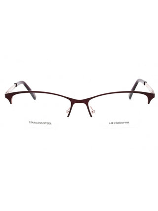 Liz Claiborne L 654 women's eyeglasses with a semi-rimless, rectangular silver metal frame and black temples.