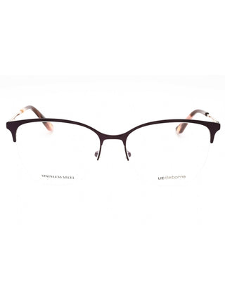 Liz Claiborne L 677 women's eyeglasses with a semi-rimless, rectangular silver metal frame and black temples.