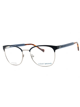 Lucky Brand VLBD318 eyeglasses featuring a sleek, lightweight black acetate frame with a classic rectangular silhouette.