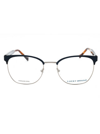 Lucky Brand VLBD318 eyeglasses featuring a sleek, lightweight black acetate frame with a classic rectangular design.