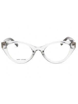 Marc Jacobs MARC 651 eyeglasses with clear, rectangular frames and silver accents.