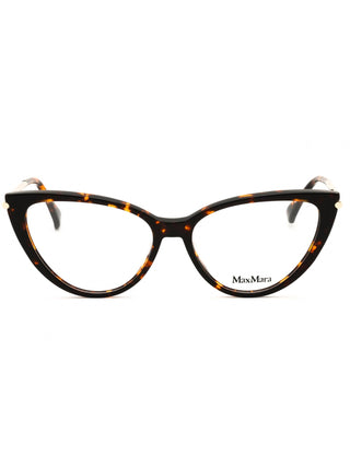 Max Mara MM5006 cat-eye eyeglasses in dark havana with clear demo lens, stylish and flattering design.