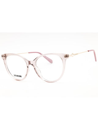 Moschino Love MOL618/TN eyeglasses featuring a sleek black acetate cat-eye frame with gold logo detailing on temples.