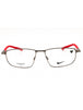 076 - SATIN GUNMETAL/UNIVERSITY RED/Clear demo lens