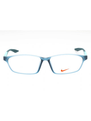 Light grey Nike 7130AF eyeglasses with clear demo lenses, featuring a sleek, modern frame.