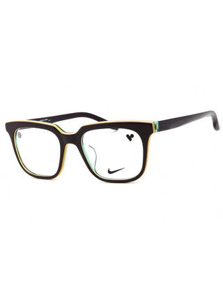 Nike 7167LB eyeglasses with raisin tri-laminate frames, clear demo lenses, and a sleek, modern design.