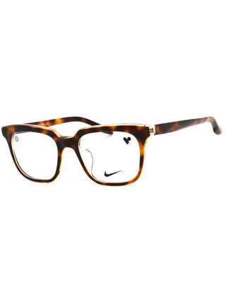Nike 7167LB eyeglasses with tortoise and crystal blush frames, clear demo lenses, and a classic rectangular design.