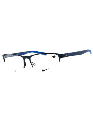 Nike 8153 eyeglasses in satin navy/matte midnight with clear demo lenses.