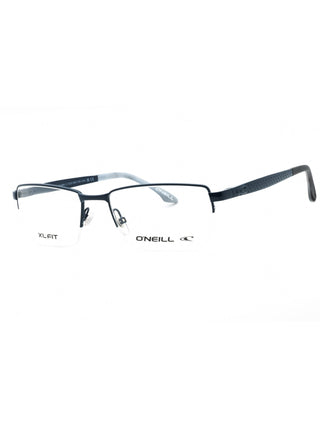 Matte titanium O'Neill ONO-AKAMU eyeglasses with clear demo lenses, 56mm size, and sleek rectangular frames.