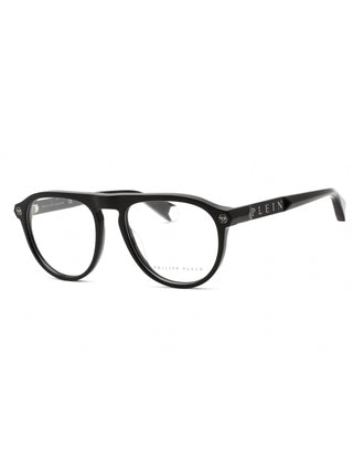 Philipp Plein VPP016M eyeglasses featuring a shiny transparent grey acetate frame with a sleek, modern design.