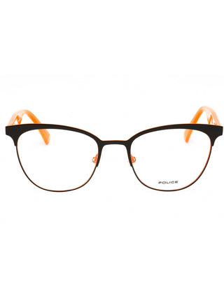 Police VPL417 eyeglasses featuring a sleek, lightweight metal frame in a classic rectangular shape.