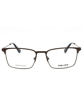 Police VPLF78N men's rectangular eyeglasses featuring a sleek, durable metal frame in a classic professional style.