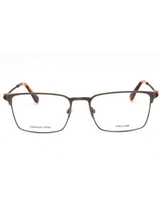 Police VPLF78N men's rectangular eyeglasses featuring a sleek, durable metal frame in a classic professional style.