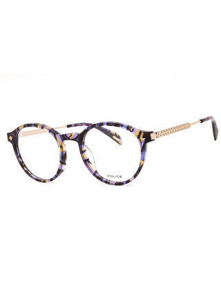 Police VPLG27 eyeglasses featuring a sleek, lightweight black metal frame with a modern rectangular design.