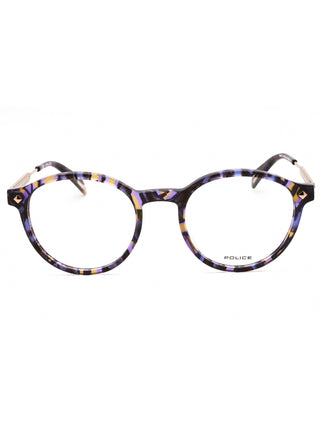 Police VPLG27 eyeglasses featuring a sleek, lightweight black metal frame with a modern rectangular silhouette.