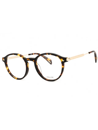 Police VPLG27 eyeglasses featuring a sleek, lightweight black metal frame with a modern rectangular lens shape.