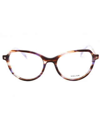 Police VPLM07 eyeglasses featuring a sleek, lightweight metal frame in a classic rectangular shape.