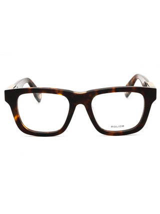 Police VPLN29 men's rectangular eyeglasses in black acetate with a sleek, modern frame design.