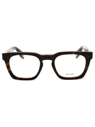 Police VPLN64 rectangular men's eyeglasses featuring a sleek black acetate frame with a classic, professional design.