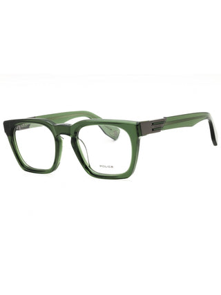 Police VPLN64 rectangular men's eyeglasses featuring a sleek black acetate frame with a classic, professional design.