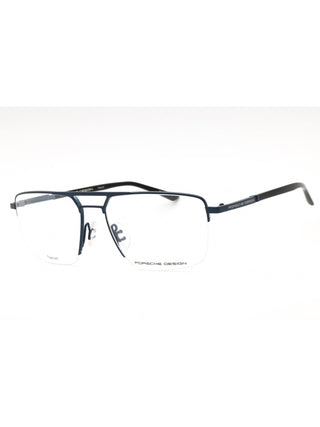 Porsche P8398 eyeglasses with a sleek blue frame and clear demo lenses.