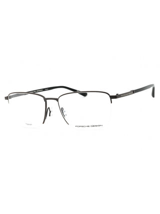 Porsche P8730 eyeglasses in brown and black, featuring a rectangular frame and clear demo lenses.
