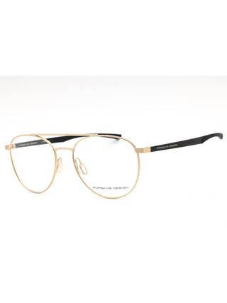 Porsche P8754 eyeglasses with gold and black frames, clear demo lenses, and a sleek, modern design.