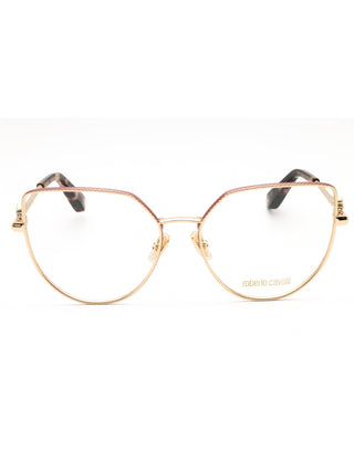 Roberto Cavalli VRC048 eyeglasses featuring a sleek, premium metal frame with signature gold-tone temple detailing.