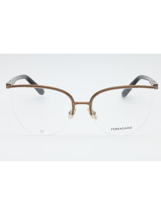 Salvatore Ferragamo SF2227 women's full-rim cat-eye eyeglasses in black acetate.