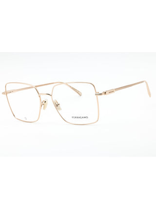 Salvatore Ferragamo SF2230 rose gold metal eyeglasses with clear demo lenses, 56mm size.
