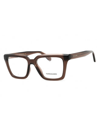 Salvatore Ferragamo SF2985 eyeglasses with transparent dark brown frames and clear demo lenses.