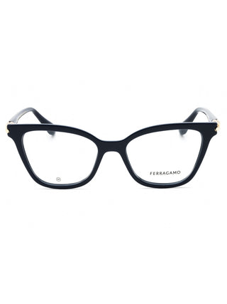 Salvatore Ferragamo SF2991 black rectangular acetate eyeglasses with silver temple accents.