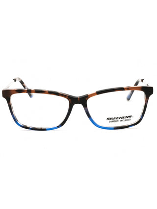 Skechers SE50033 eyeglasses featuring a lightweight, rectangular black plastic frame with comfortable temple tips.