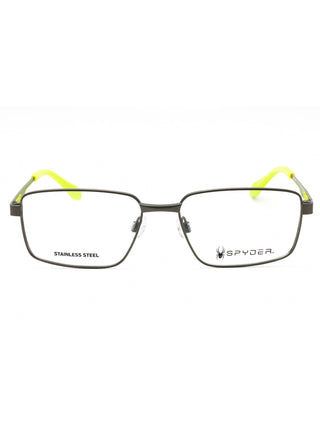 Spyder SP4025 men's black rectangular eyeglasses with red temple accents.