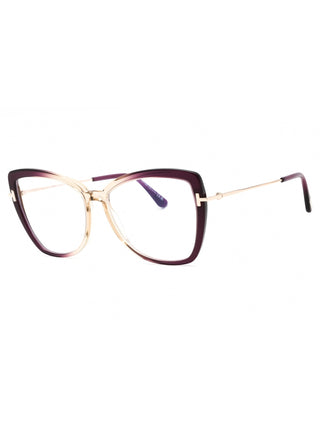 Tom Ford FT5882-B violet full-rim eyeglasses with blue light block lenses.