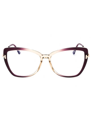 Tom Ford FT5882-B eyeglasses with shiny black full-rim acetate frames and clear lenses.