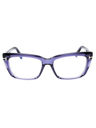 Tom Ford FT5894-B black square eyeglasses with gold accents.
