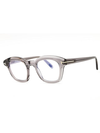 Tom Ford FT5961-B rectangular men's eyeglasses featuring a sleek black acetate frame and signature gold temple accents.