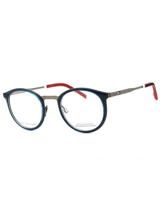 Tommy Hilfiger TH 1845 blue square eyeglasses with clear demo lenses, 49mm size.