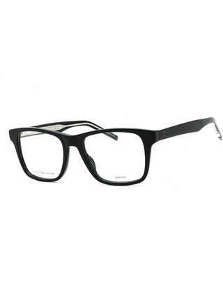 Tommy Hilfiger TH 1990 black rectangular eyeglasses with clear demo lenses.