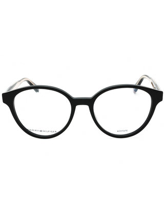 Tommy Hilfiger TH 2007 eyeglasses with black rectangular frames and silver temple accents.